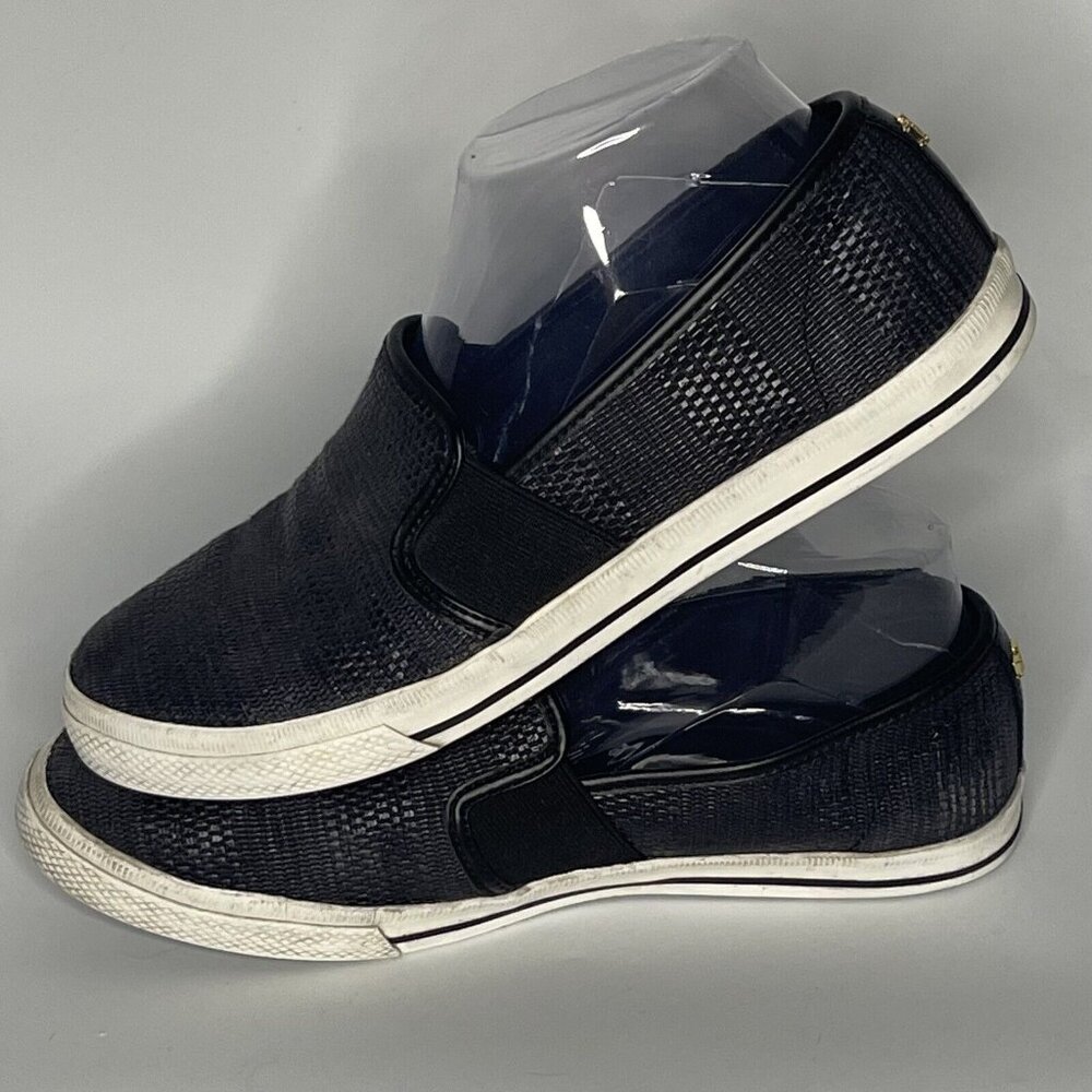 Lauren Ralph Lauren Sz 9 Jinny Slip-On Sneaker Shoe Black Textured Cotton blend